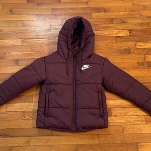 Nike Maroon Reversible Puffer Jacket